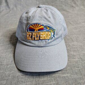 Simms Fishing Hat Cap Strap Back Embroidered Fish Flyshop‎ Logo Blue Adjustable